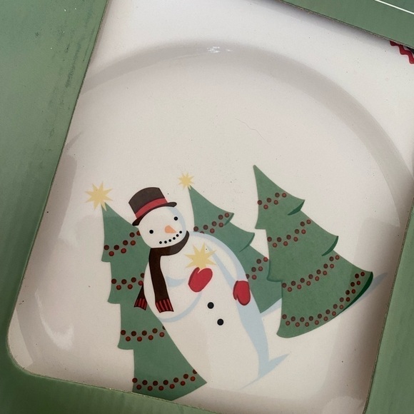 NEW IN THE BOX Martha Stewart Snowman Winter Jubilee Dessert Plates Set of 4 - Picture 4 of 8